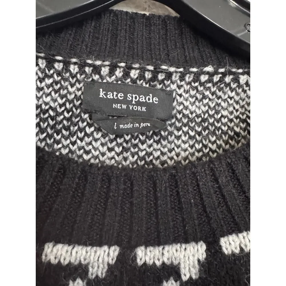 Kate Spade Houndstooth alpaca wool Poppy Sweater L